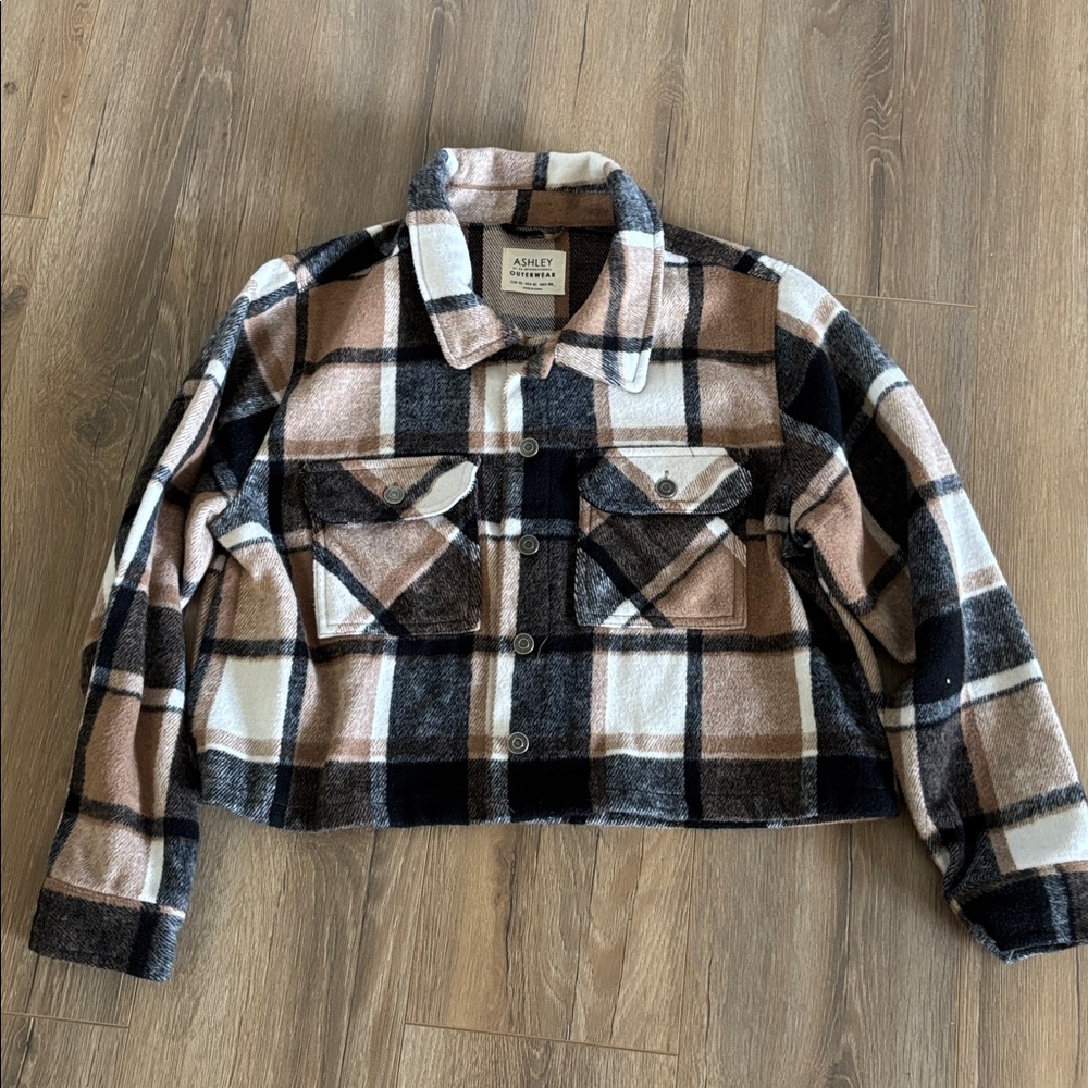 Ashley Stewart Checkered Cropped Jacket